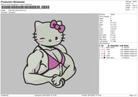 Kitty Muscle Embroidery File 6 sizes