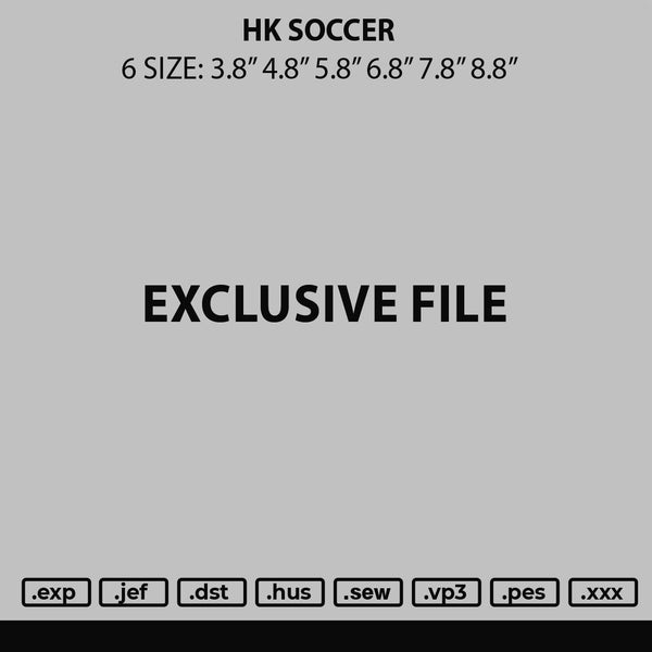 Hk Soccer Embroidery Files 6 sizes