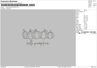 Hello Pumpkin Outline Embroidery File 6 sizes