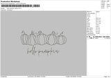 Hello Pumpkin Outline Embroidery File 6 sizes