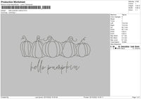 Hello Pumpkin Outline Embroidery File 6 sizes