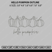 Hello Pumpkin Outline Embroidery File 6 sizes