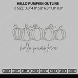 Hello Pumpkin Outline Embroidery File 6 sizes