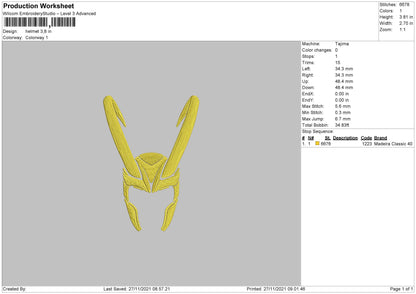 Helmet Embroidery File 4 size