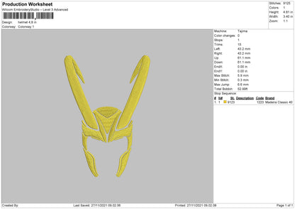 Helmet Embroidery File 4 size