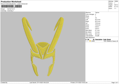 Helmet Embroidery File 4 size