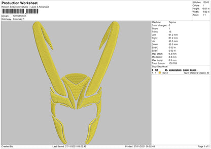 Helmet Embroidery File 4 size