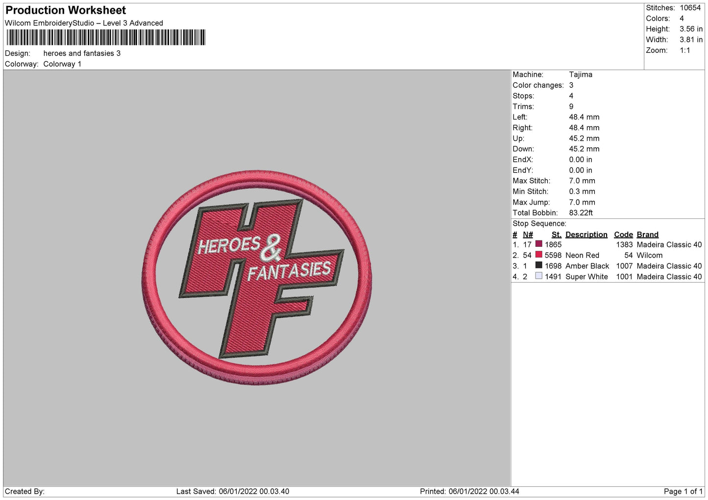 Heroes And Fantasies Embroidery File 4 size