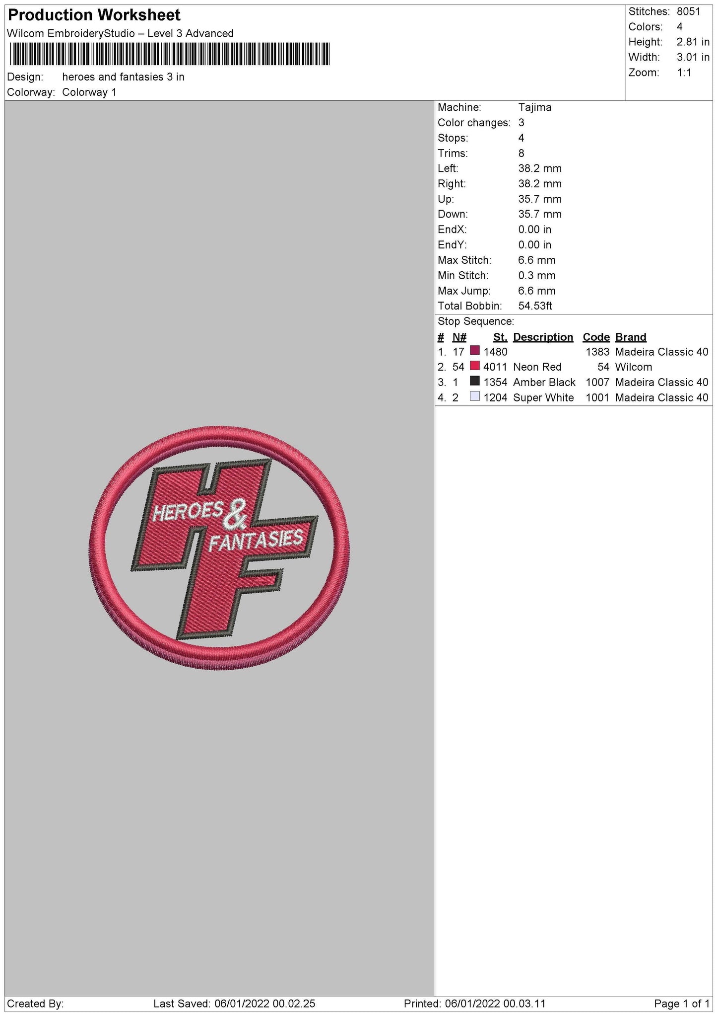 Heroes And Fantasies Embroidery File 4 size