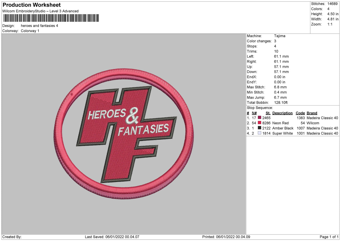 Heroes And Fantasies Embroidery File 4 size