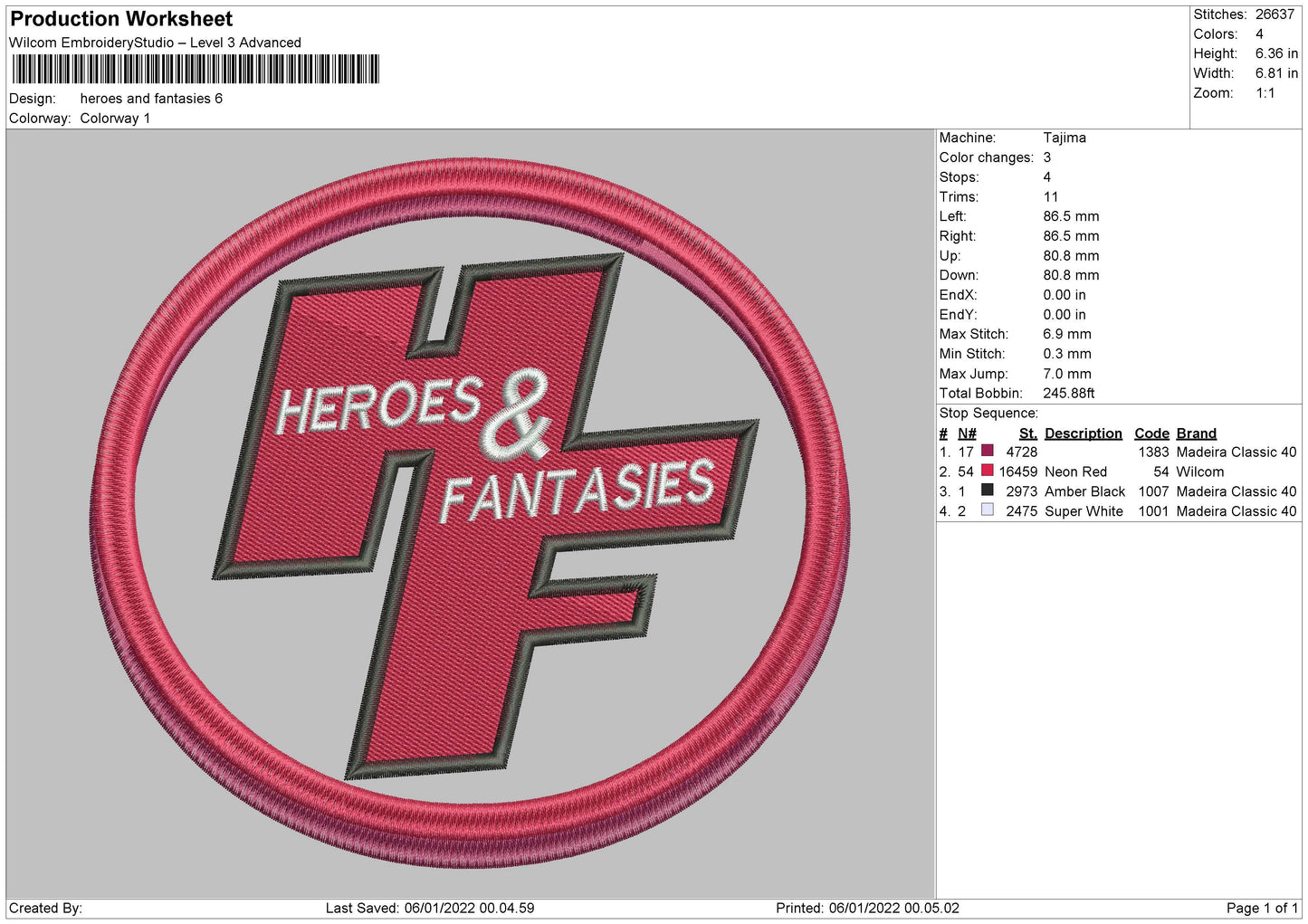 Heroes And Fantasies Embroidery File 4 size