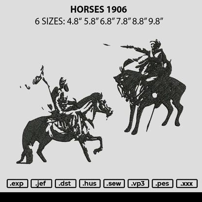 Horses 1906 Embroidery File 6 sizes