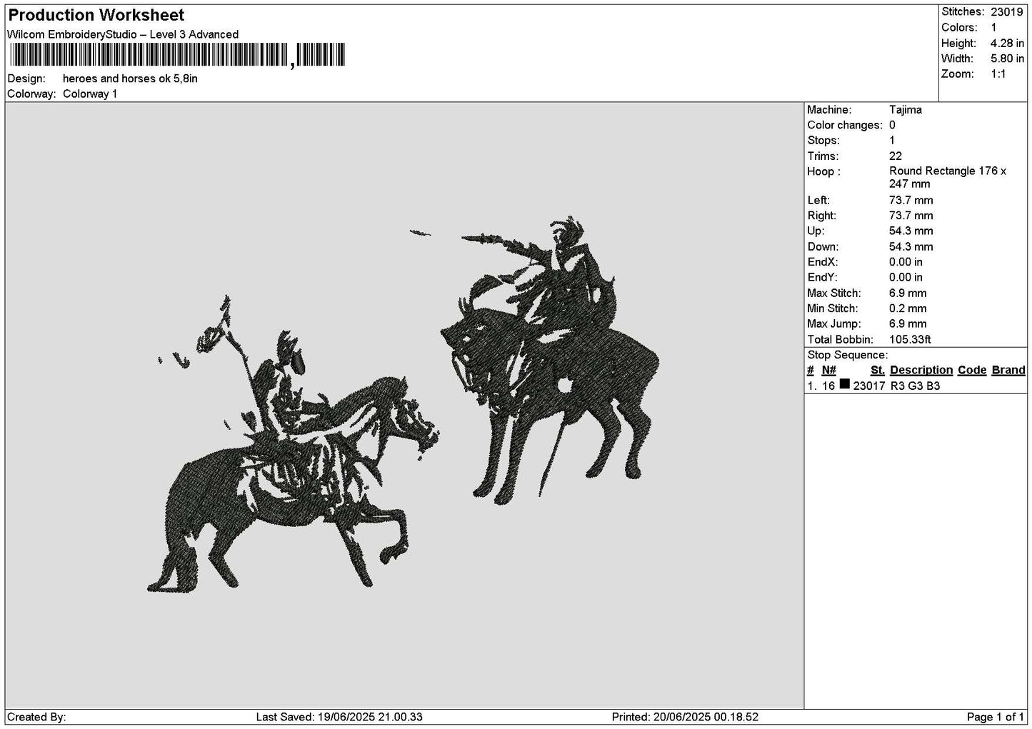Horses 1906 Embroidery File 6 sizes