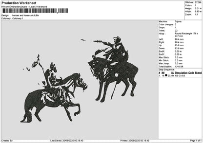 Horses 1906 Embroidery File 6 sizes