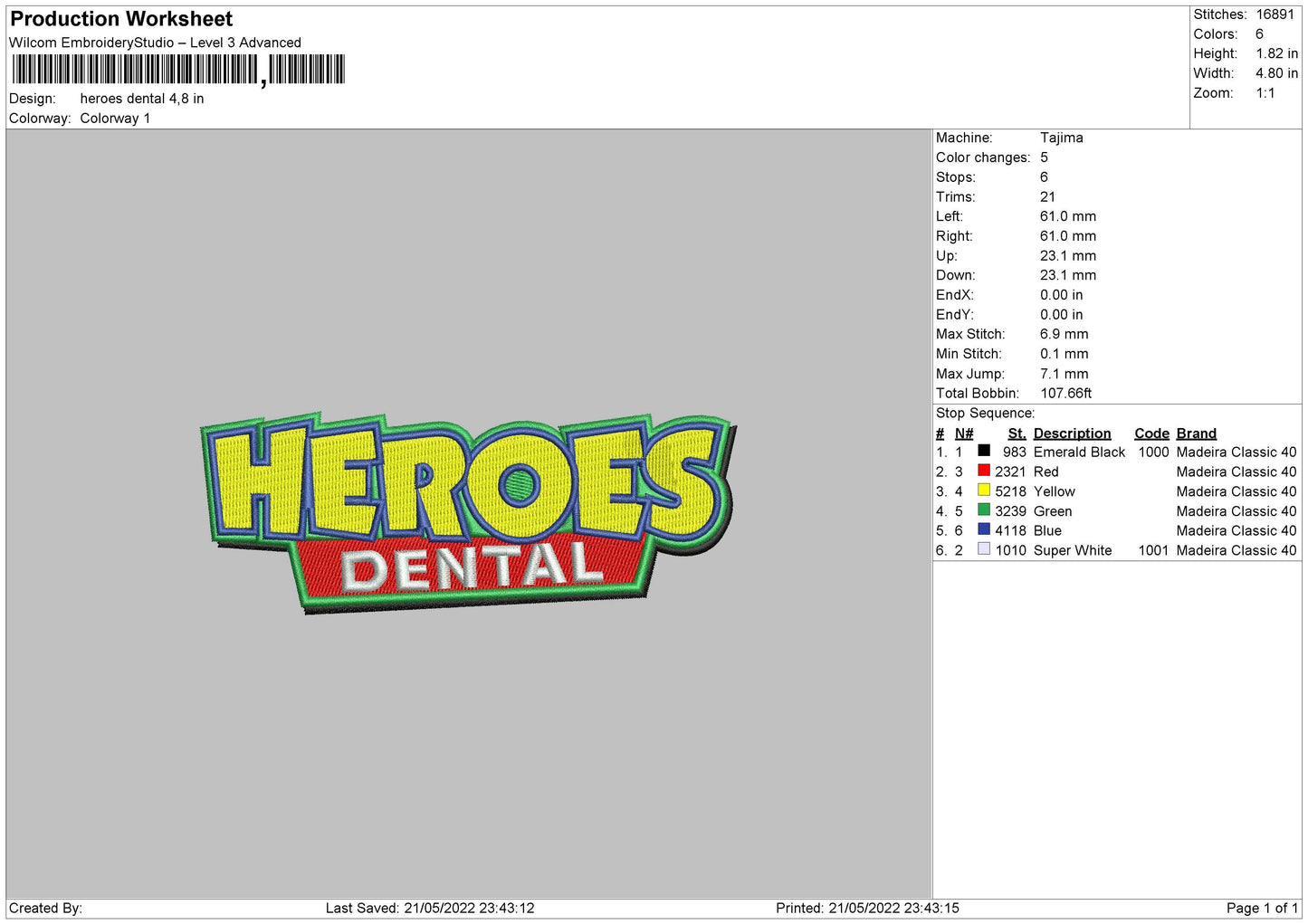 Heroes Dental Embroidery File 4 size