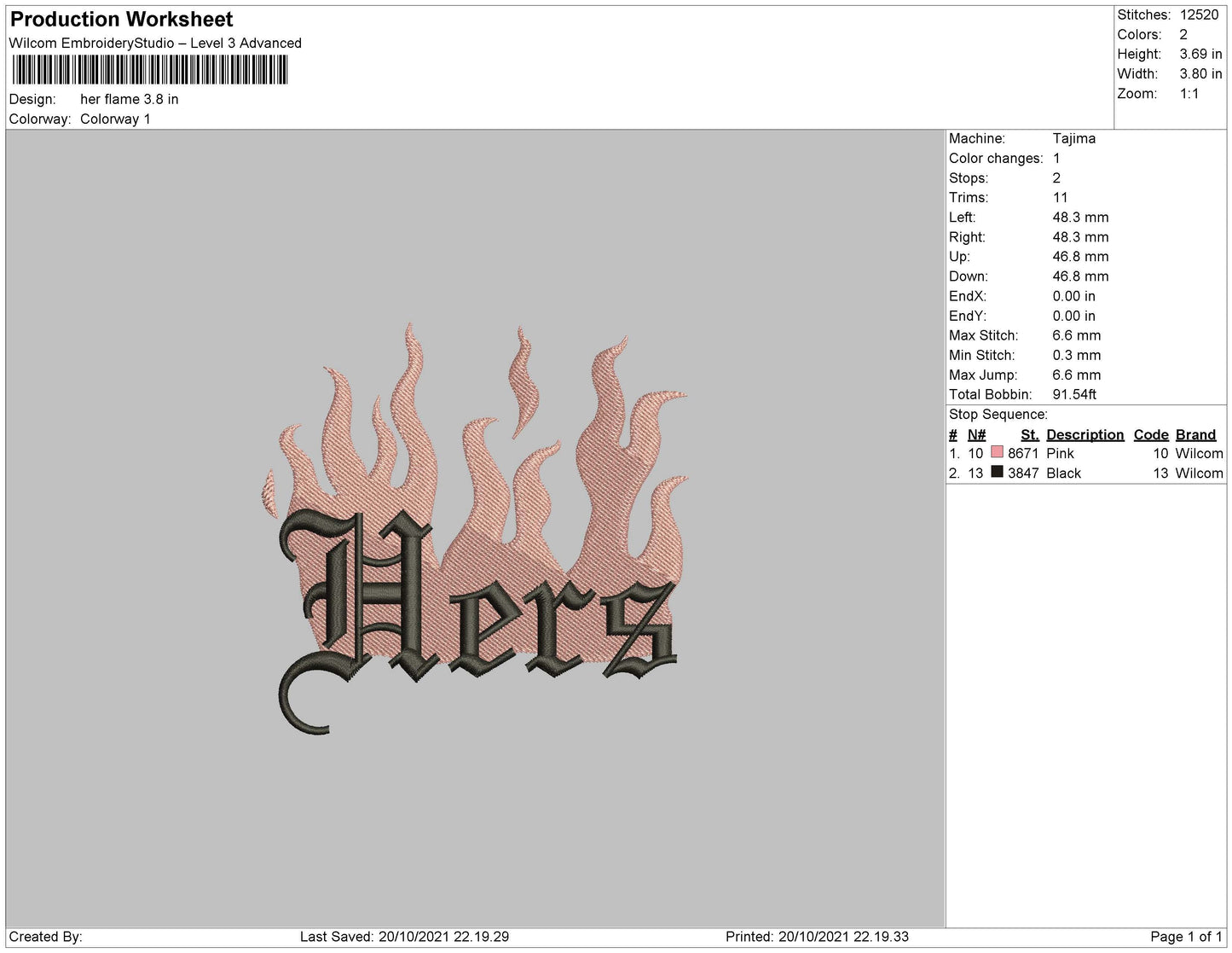 Hers Embroidery File 4 size