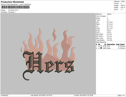 Hers Embroidery File 4 size