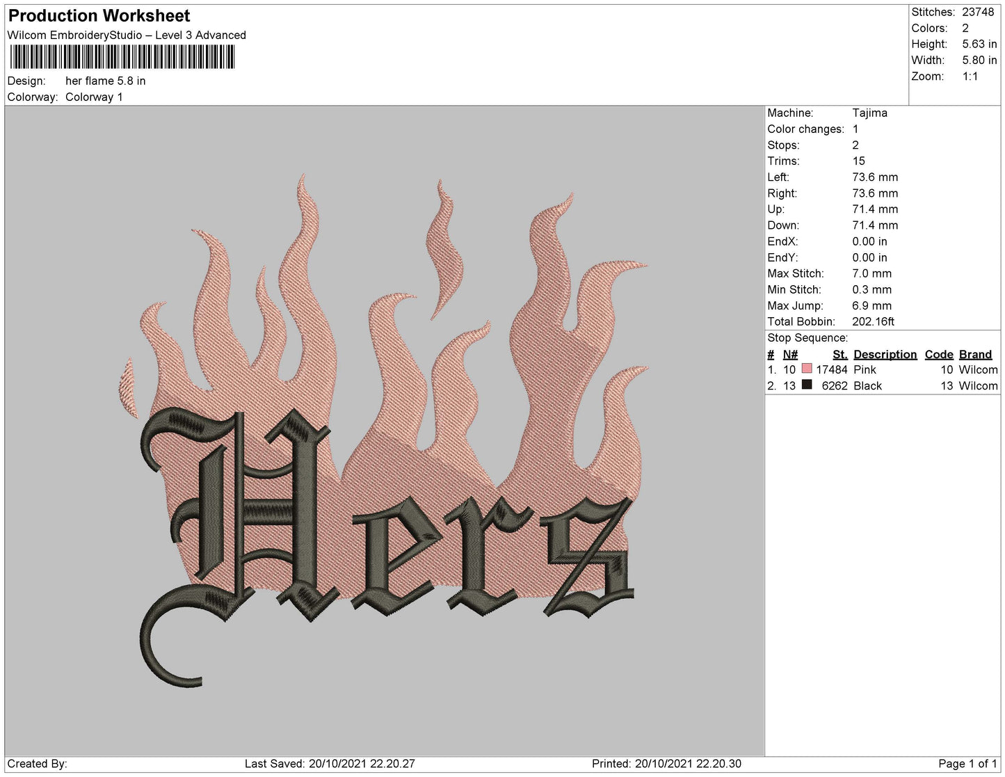 Hers Embroidery File 4 size