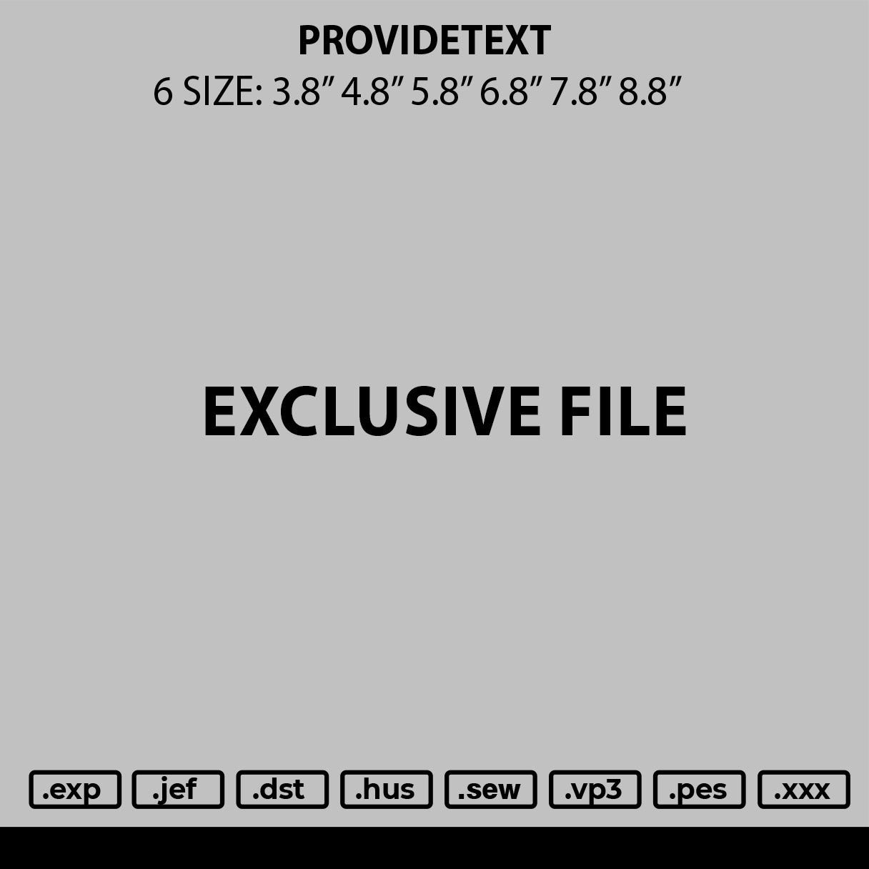 Providetext Embroidery File 6 sizes