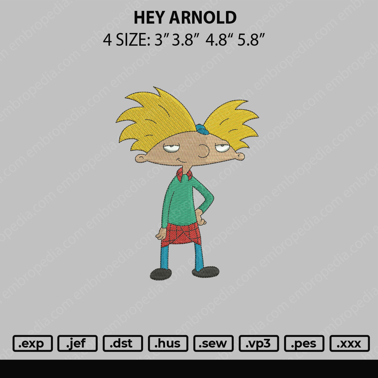 Hey Arnold Embroidery File 4 size