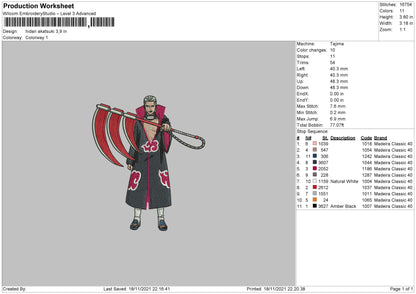 Hidan Akatsuki Embroidery File 4 size