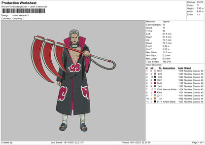 Hidan Akatsuki Embroidery File 4 size