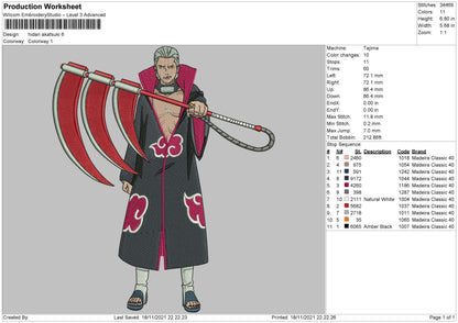 Hidan Akatsuki Embroidery File 4 size