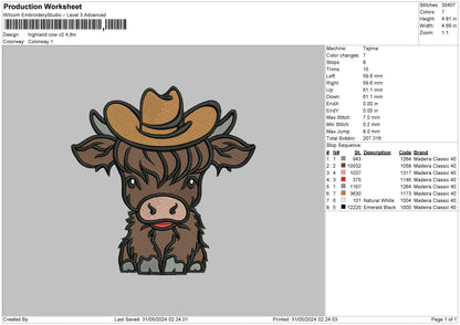 Cow Hat V3 Embroidery File 6 sizes