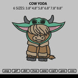 Cow Yoda Embroidery File 6 sizes