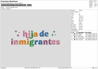 Hija Text Embroidery Machine Design File 6 sizes