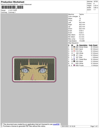 Hinata Eyes Embroidery File 4 size
