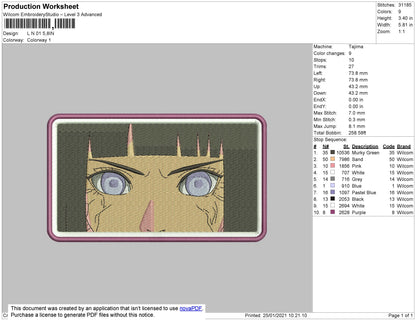 Hinata Eyes Embroidery File 4 size
