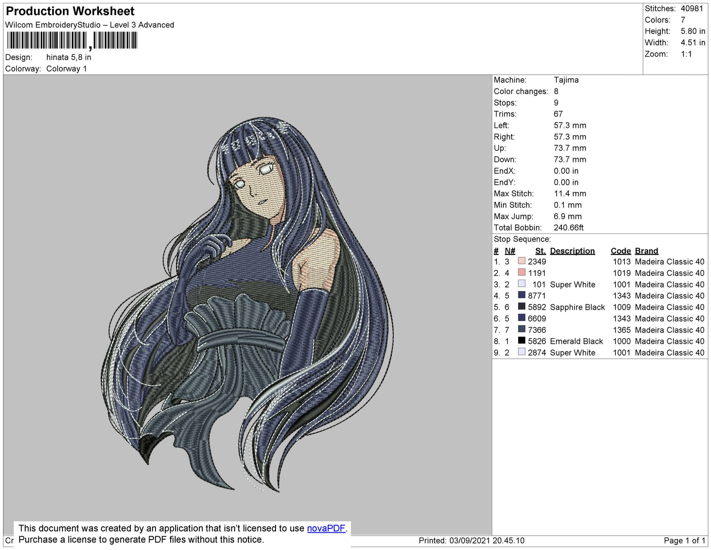 Hinata Embroidery File 4 size
