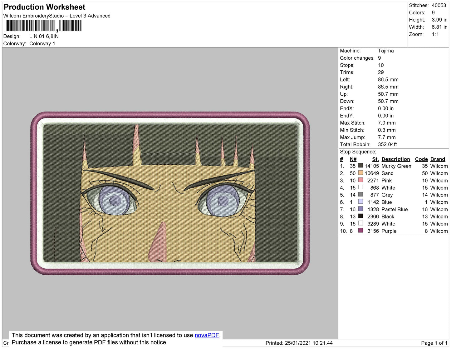 Hinata Eyes Embroidery File 4 size