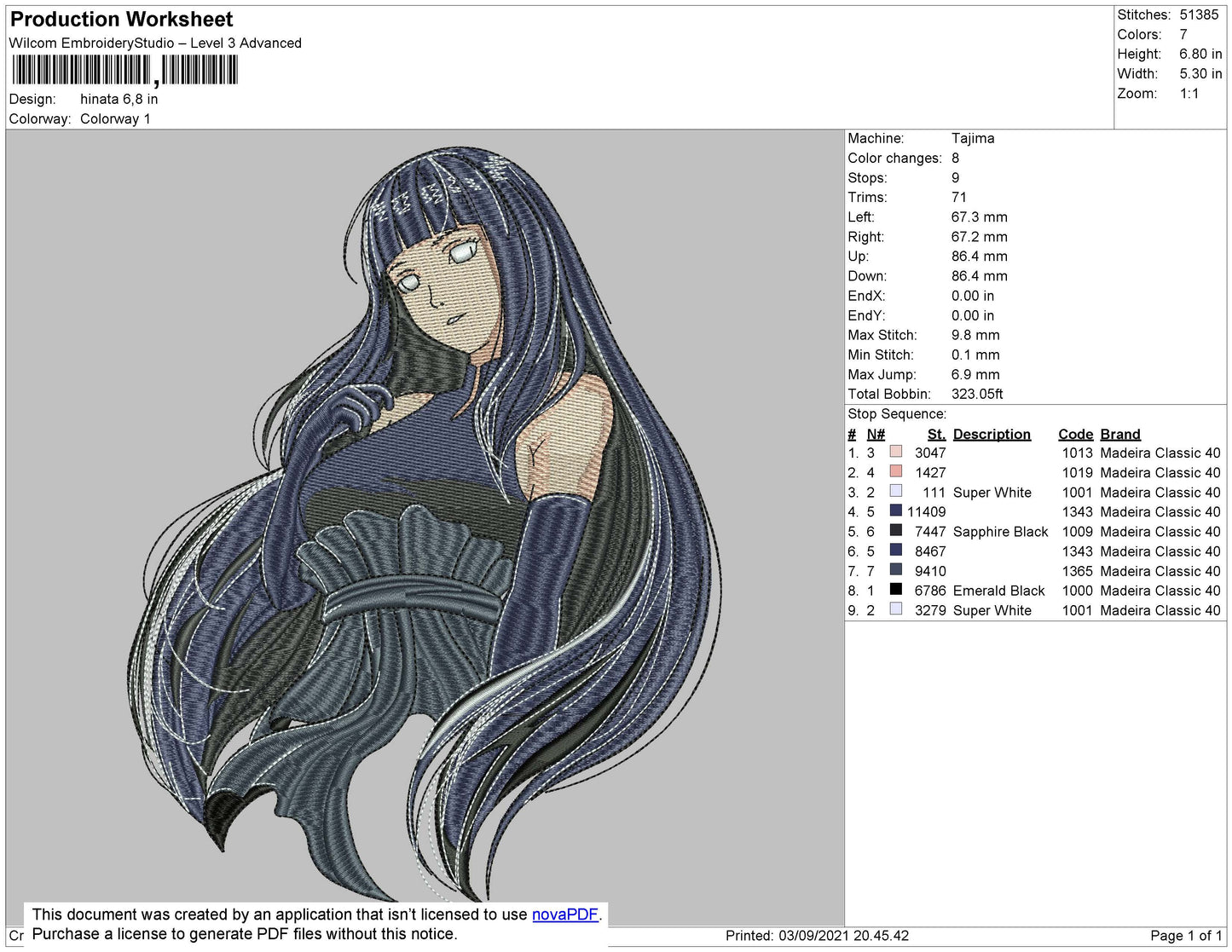 Hinata Embroidery File 4 size