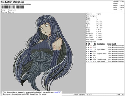 Hinata Embroidery File 4 size