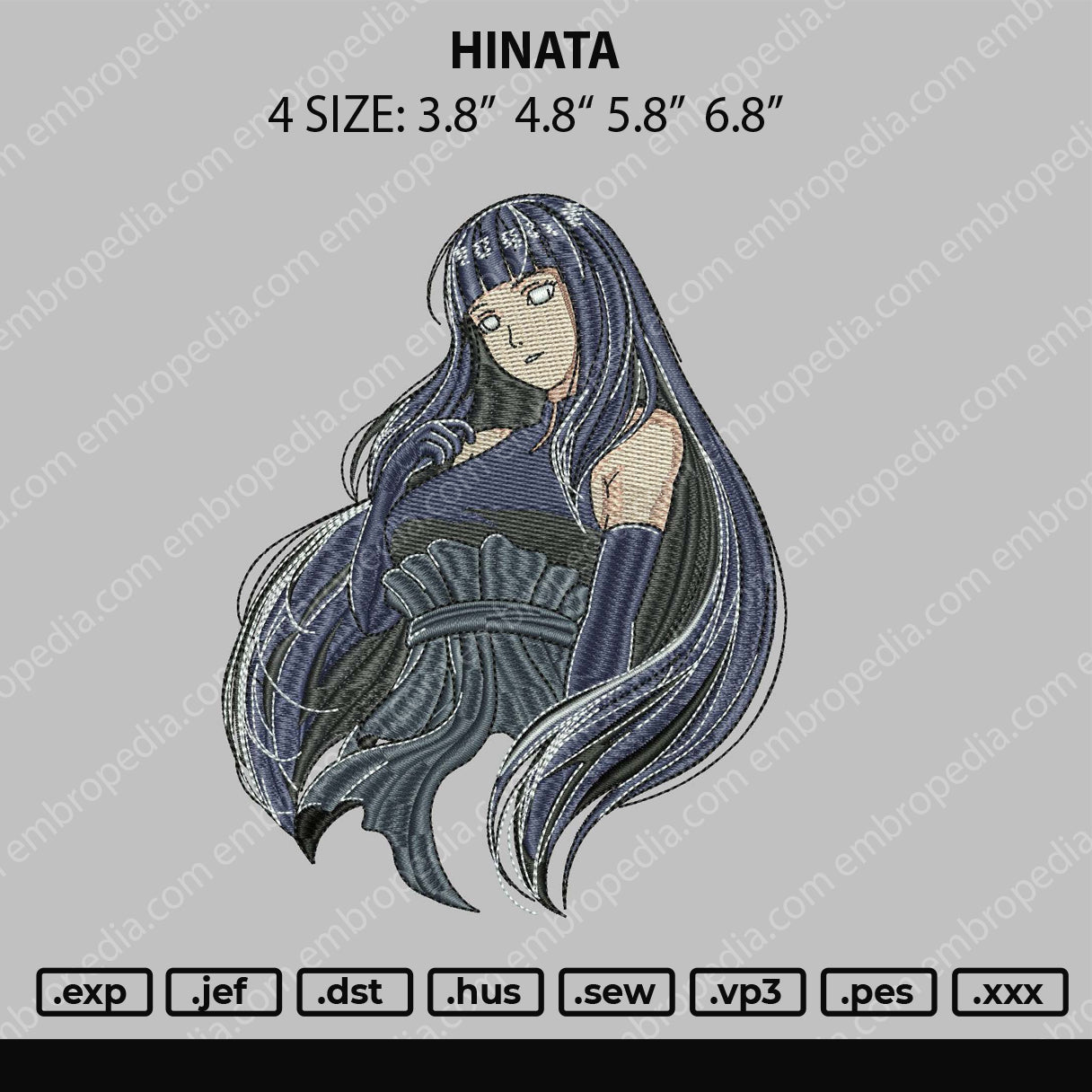 Hinata Embroidery File 4 size