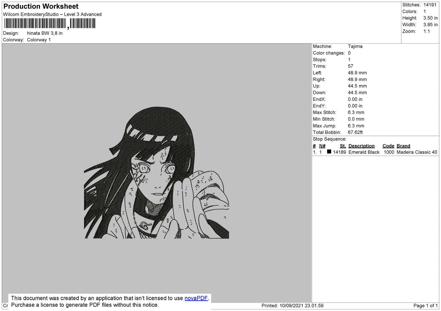 Hinata BW Embroidery File 4 size