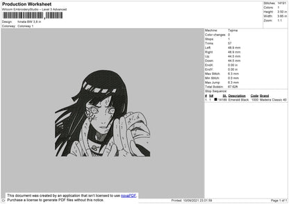 Hinata BW Embroidery File 4 size