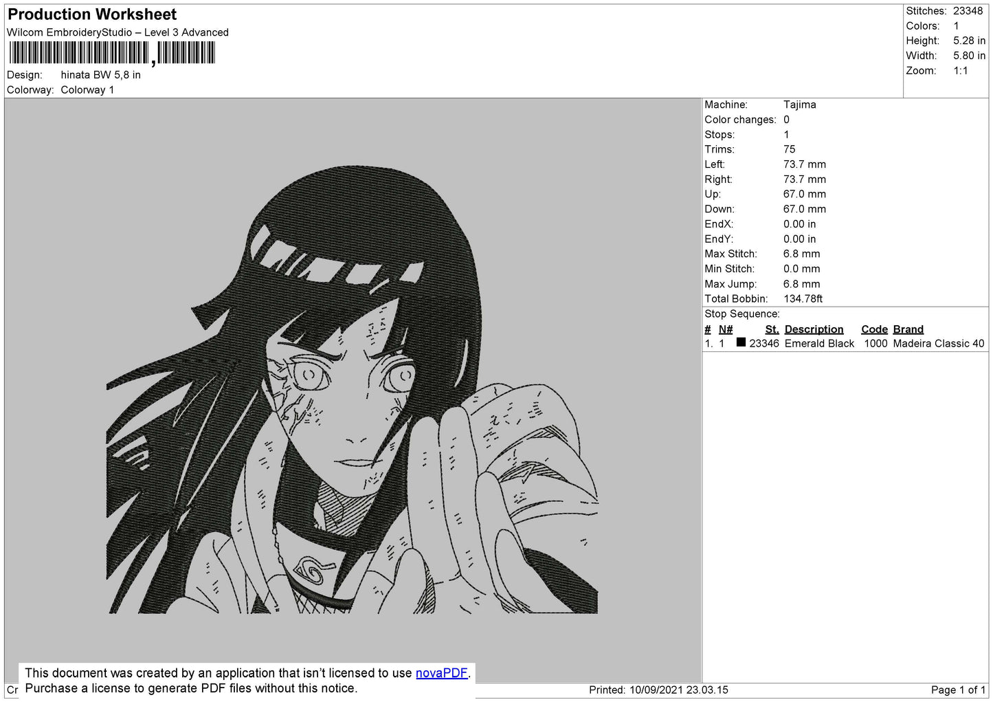 Hinata BW Embroidery File 4 size