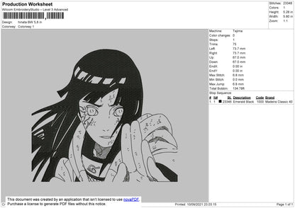 Hinata BW Embroidery File 4 size