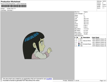 Hinata Chibi Embroidery File 4 size