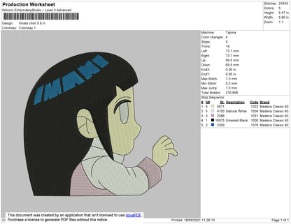 Hinata Chibi Embroidery File 4 size