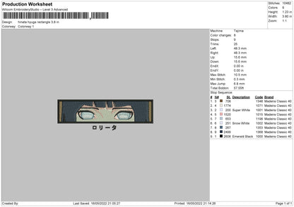 Hinata Hyuga Rectangle Embroiery File 4 size