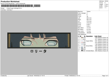 Hinata Hyuga Rectangle Embroiery File 4 size
