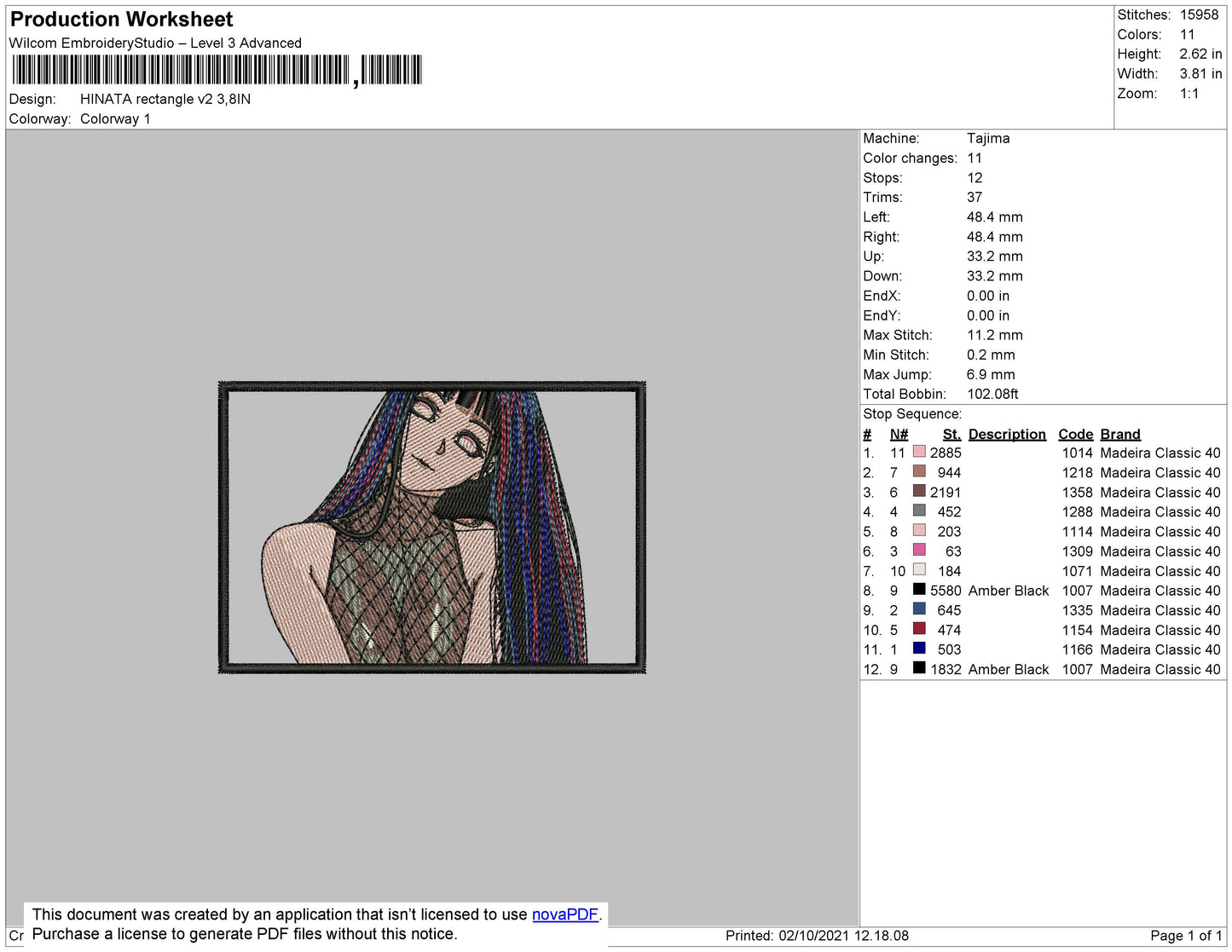 Hinata Rectangle V2 Embroidery File 4 size