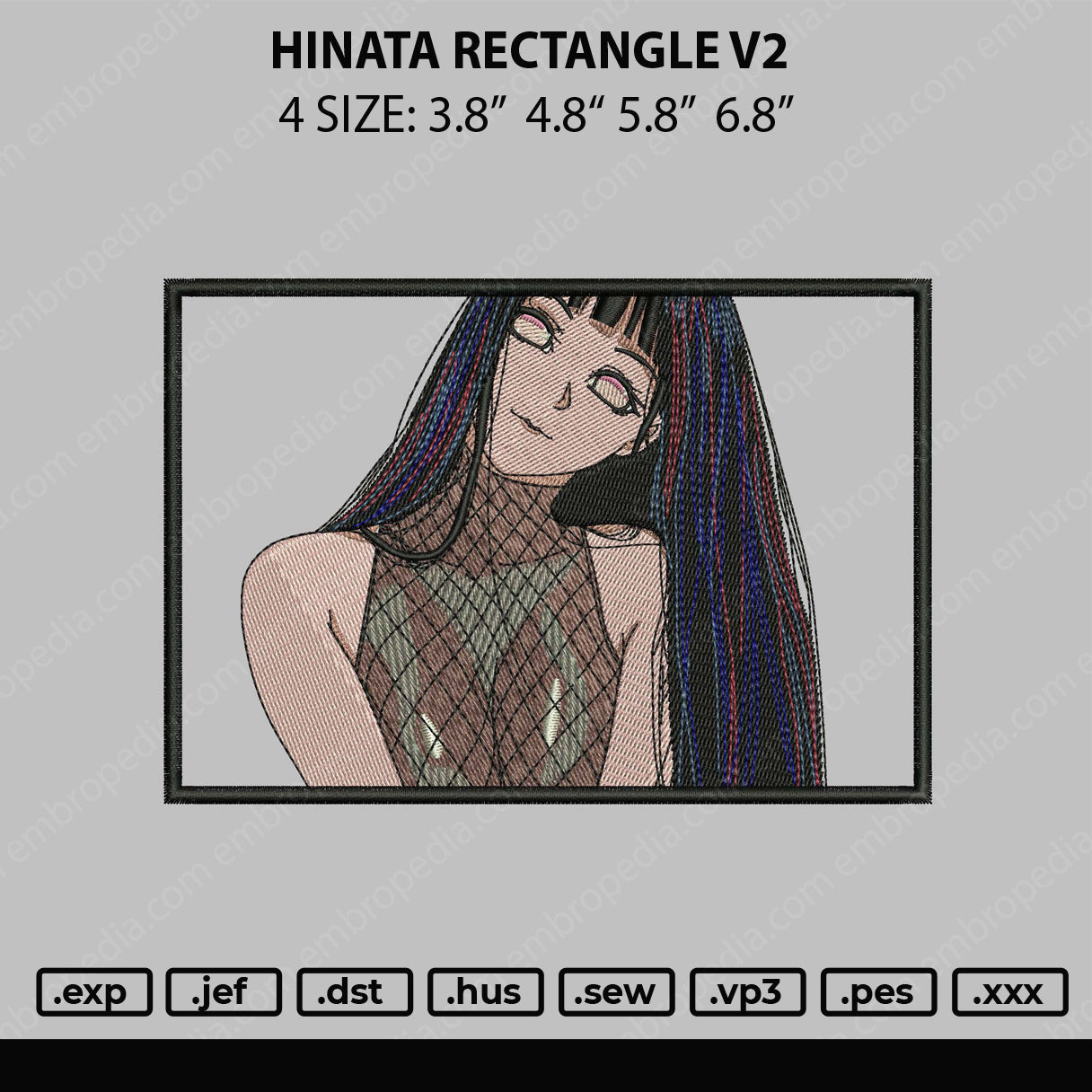 Hinata Rectangle V2 Embroidery File 4 size