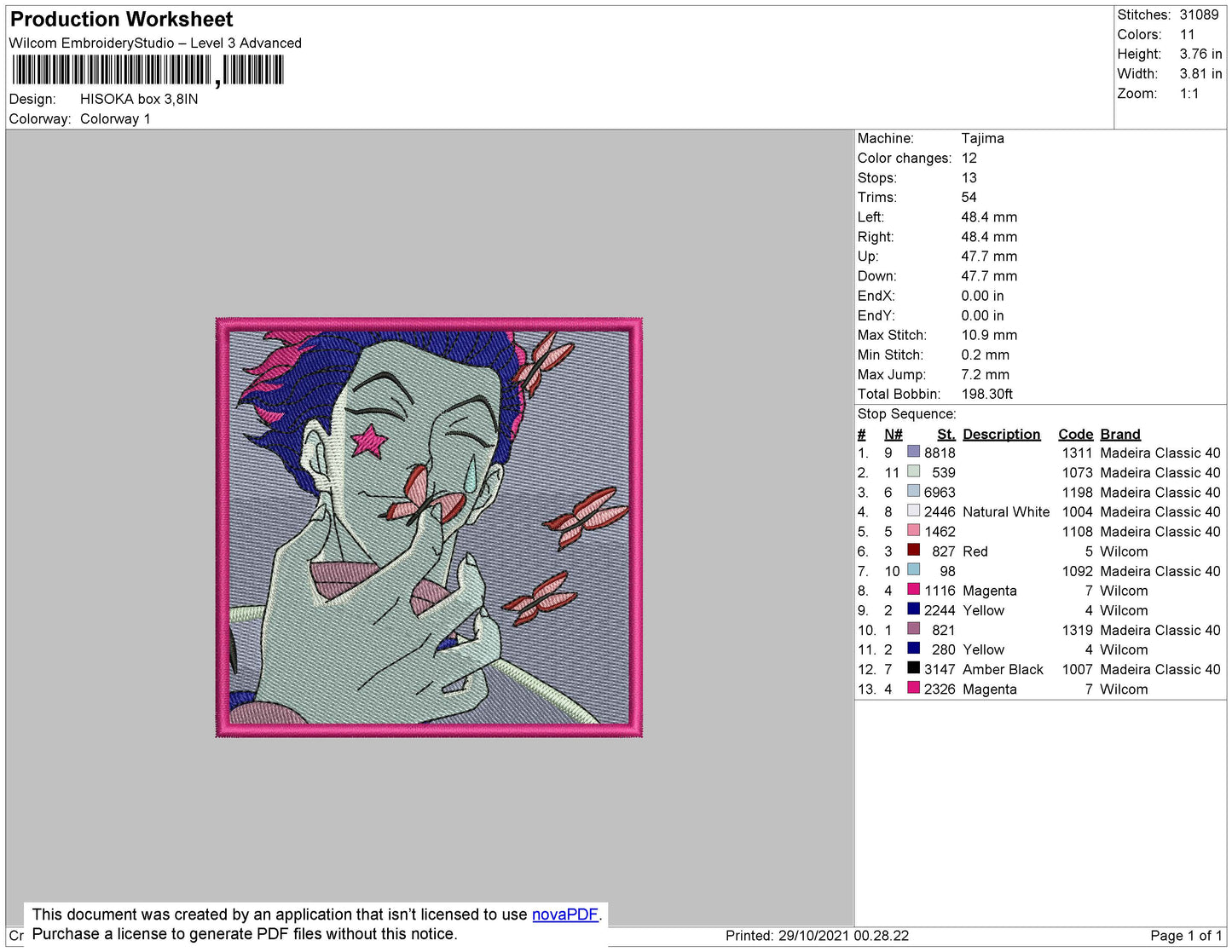 Hisoka Box Embroidery File 4 size
