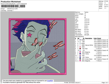 Hisoka Box Embroidery File 4 size