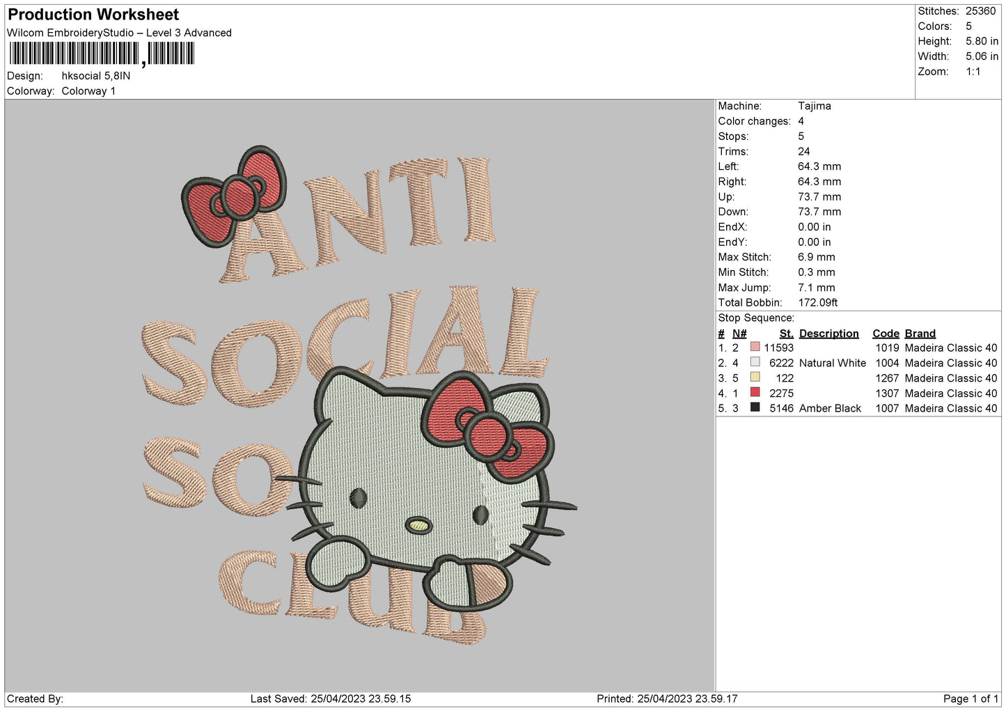 Hk Social Embroidery File 6 sizes